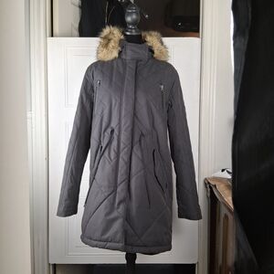 Burton Charcoal Quilted Women's Puffer with Faux Fur Hood